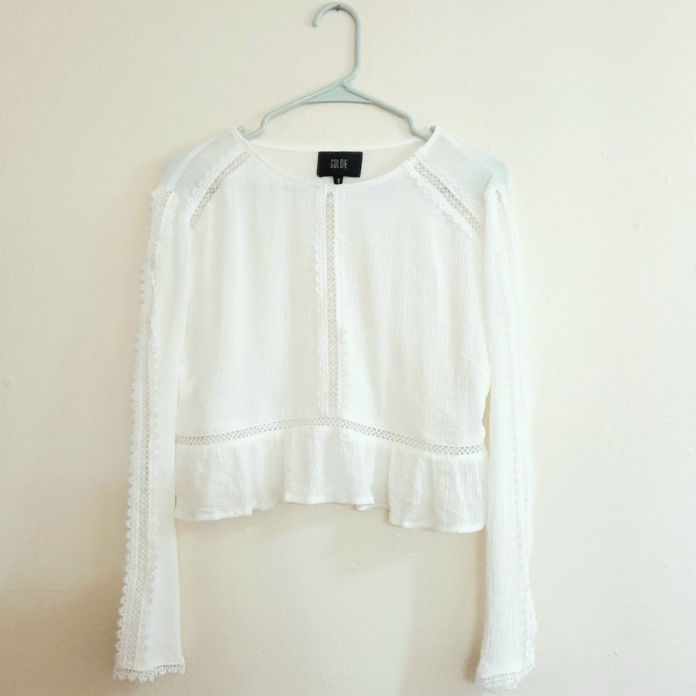 Goldie Cropped Lace Trim Top